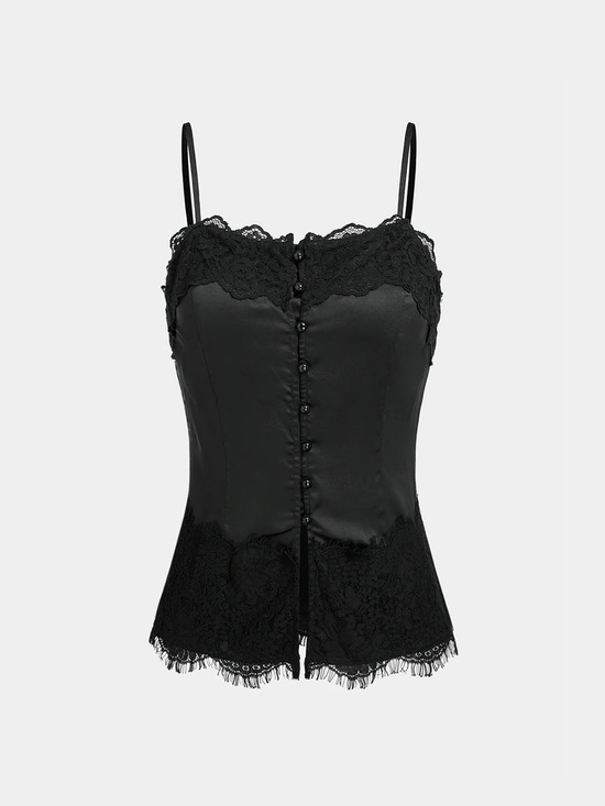 Commense Tops - 221 Lace-Trim Satin Cami Top
